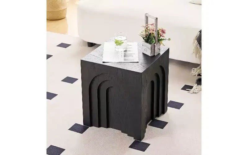 TUYOHW Modern Square Side Table, Imitation Solid Wood MDF End Table, Living Room Accent Small Coffee Table, Bedroom Nightstand