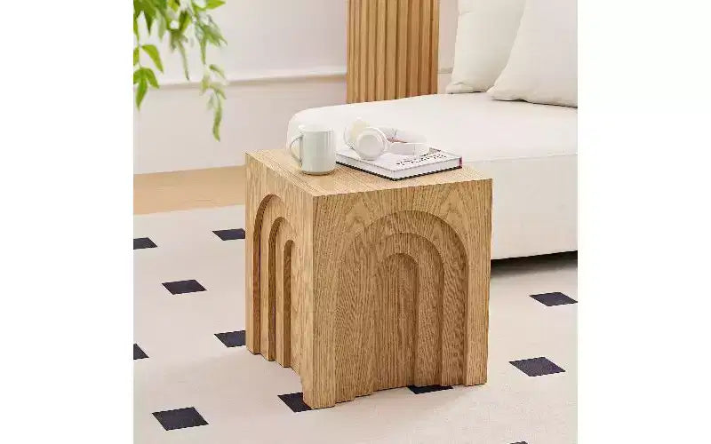TUYOHW Modern Square Side Table, Imitation Solid Wood MDF End Table, Living Room Accent Small Coffee Table, Bedroom Nightstand