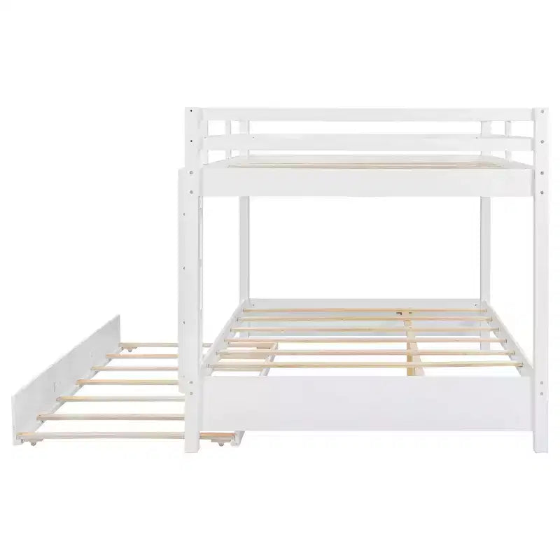 Luxystar Queen Size Wooden Bunk Bed with Trundle for Kids Room and Apartment