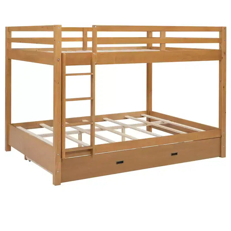Luxystar Queen Size Wooden Bunk Bed with Trundle for Kids Room and Apartment