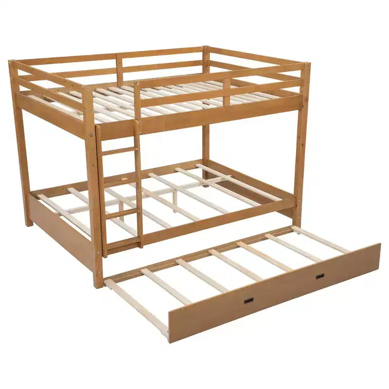 Luxystar Queen Size Wooden Bunk Bed with Trundle for Kids Room and Apartment