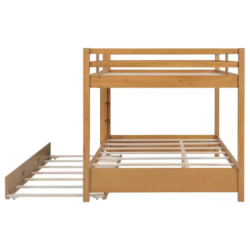 Luxystar Queen Size Wooden Bunk Bed with Trundle for Kids Room and Apartment