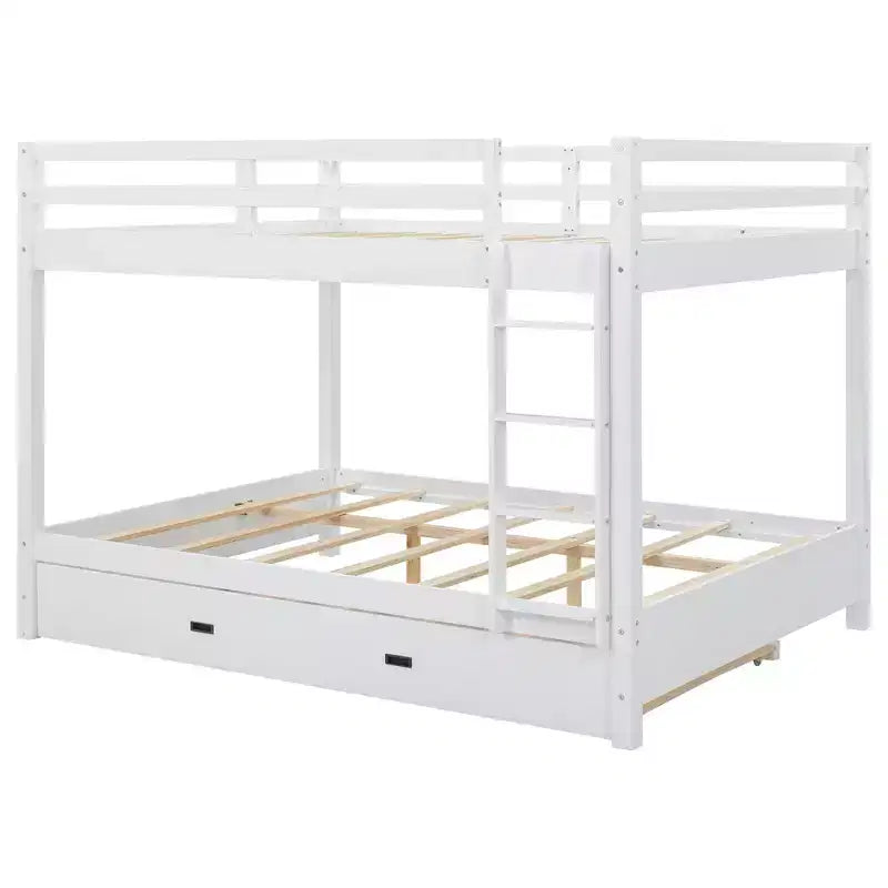 Luxystar Queen Size Wooden Bunk Bed with Trundle for Kids Room and Apartment