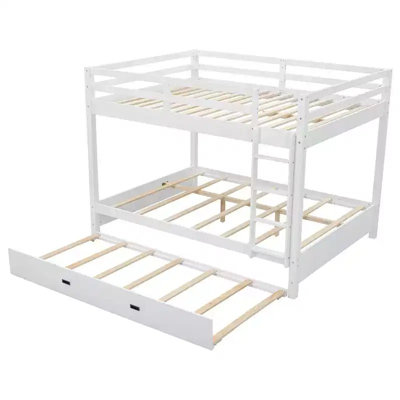 Luxystar Queen Size Wooden Bunk Bed with Trundle for Kids Room and Apartment