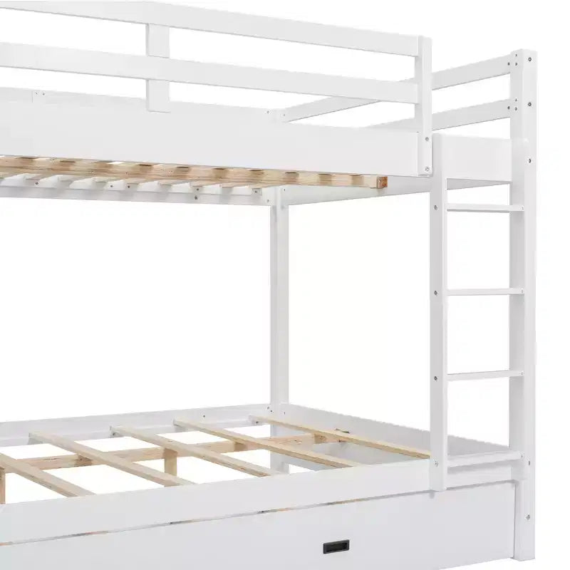 Luxystar Queen Size Wooden Bunk Bed with Trundle for Kids Room and Apartment