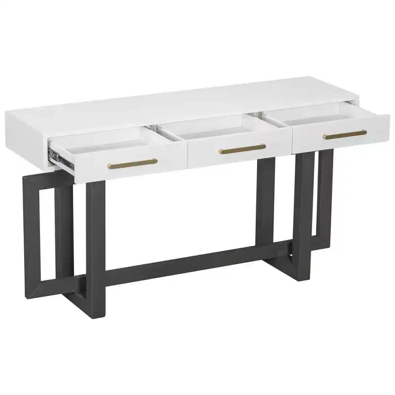 Okak Modern Artsy Style Console Table with 3 Drawers,Elegant Entryway Table with Cross Legs,Foyer Tables for Entryway,Living Room