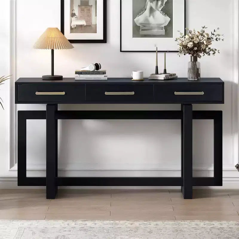 Okak Modern Artsy Style Console Table with 3 Drawers,Elegant Entryway Table with Cross Legs,Foyer Tables for Entryway,Living Room