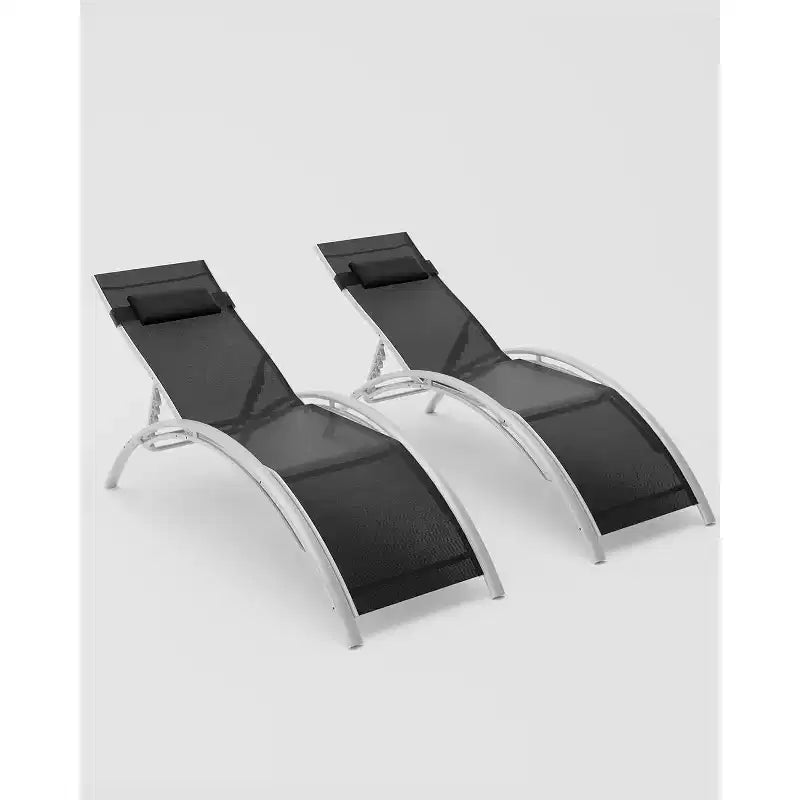 Patio Chaise Lounge Set of 2, Outdoor Lounge Chairs with Adjustable Backrest, All-Weather Sunbathing Recliner Chairs for Backyard, Balcony, Beach
