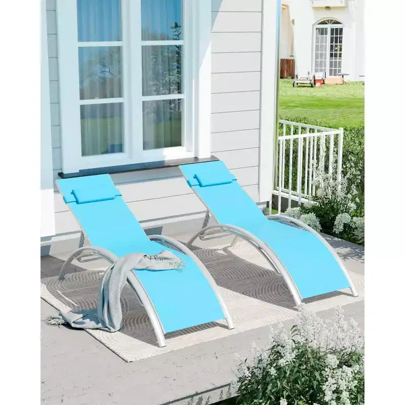 Patio Chaise Lounge Set of 2, Outdoor Lounge Chairs with Adjustable Backrest, All-Weather Sunbathing Recliner Chairs for Backyard, Balcony, Beach