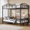 Metal Bunk Bed Twin Over Twin, Heavy Duty Bunkbeds Frame with Arched Guardrail and Safety Ladder, Steel Bed for Kids , No Box Spring Needed, Pink