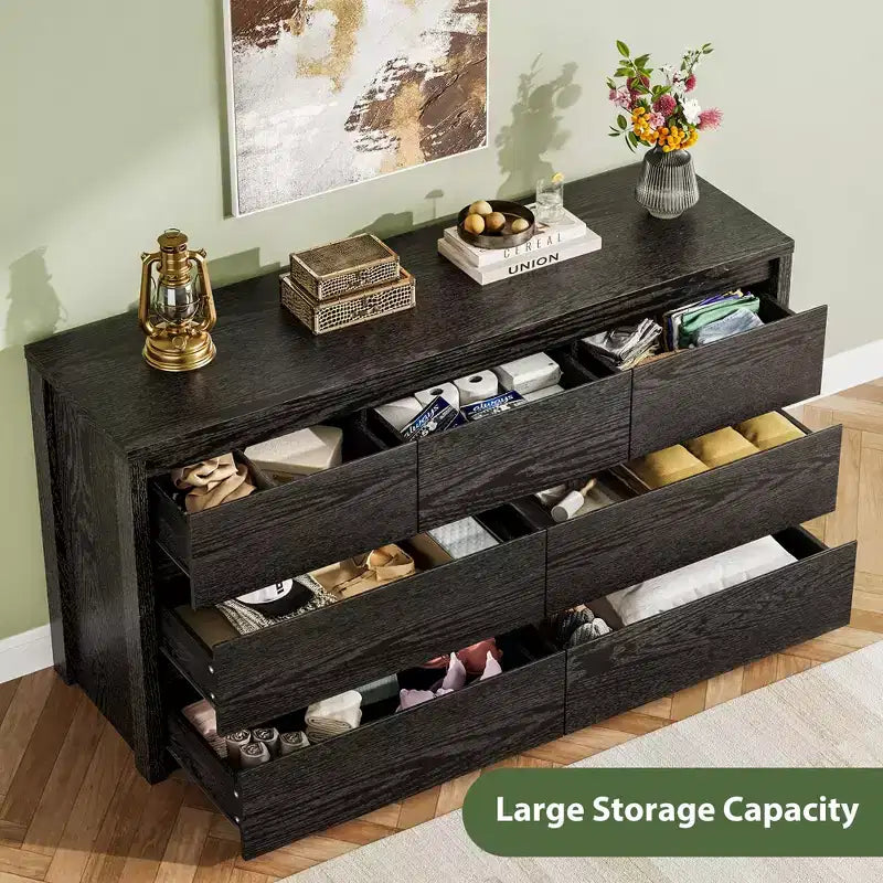 7 Drawer Dresser for Bedroom, Wide Modern Chest of Drawers, Large Wood Dresser Wooden Storage Organizer for Living Room, Hallway Entryway