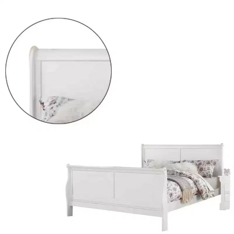 Royal Hamton Sleigh Design Full Size Bed with Sleek Legs, White