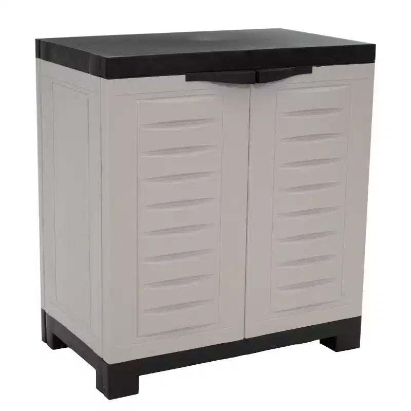 HomeRoots 26 Gray And Black Heavy Duty Plastic Two Door Utility Cabinet