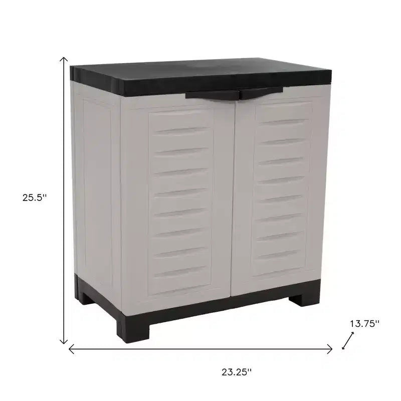 HomeRoots 26 Gray And Black Heavy Duty Plastic Two Door Utility Cabinet