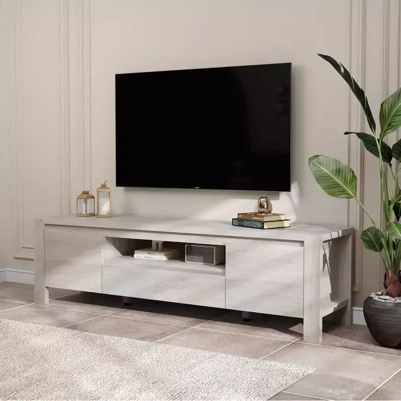 63 TV Stand with Doors and Cabinet, Farmhouse Entertainment Center, Entertainment Stand for TVs Up to 70, TV Console for Living Room, Bedroom