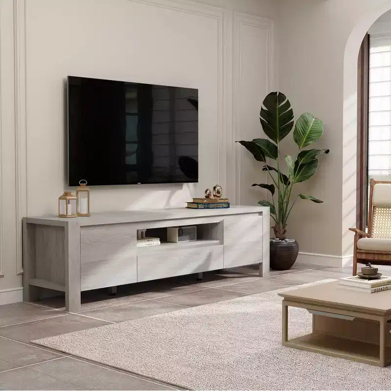 63 TV Stand with Doors and Cabinet, Farmhouse Entertainment Center, Entertainment Stand for TVs Up to 70, TV Console for Living Room, Bedroom