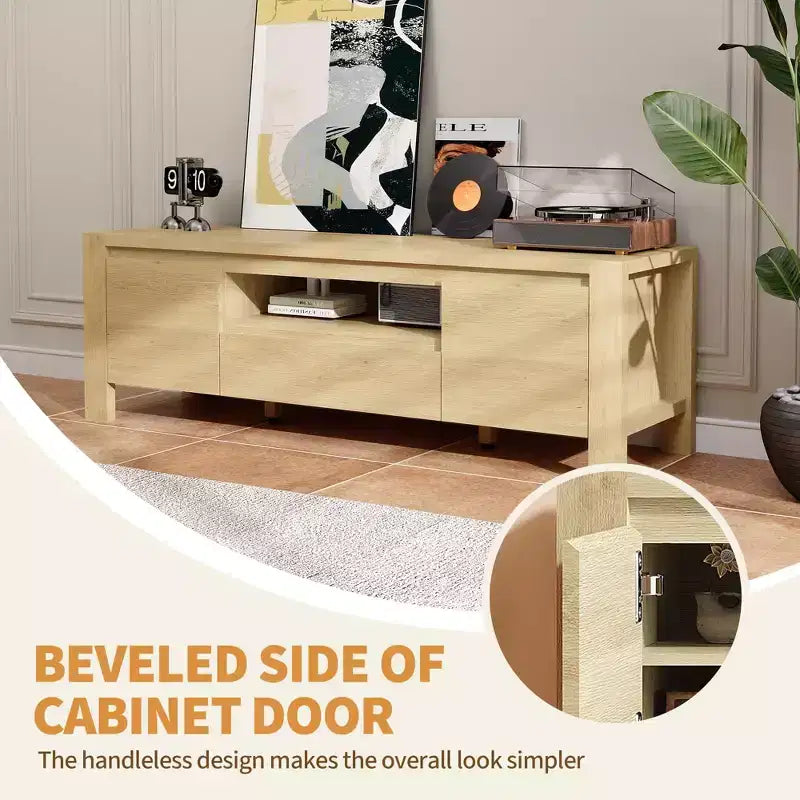 63 TV Stand with Doors and Cabinet, Farmhouse Entertainment Center, Entertainment Stand for TVs Up to 70, TV Console for Living Room, Bedroom