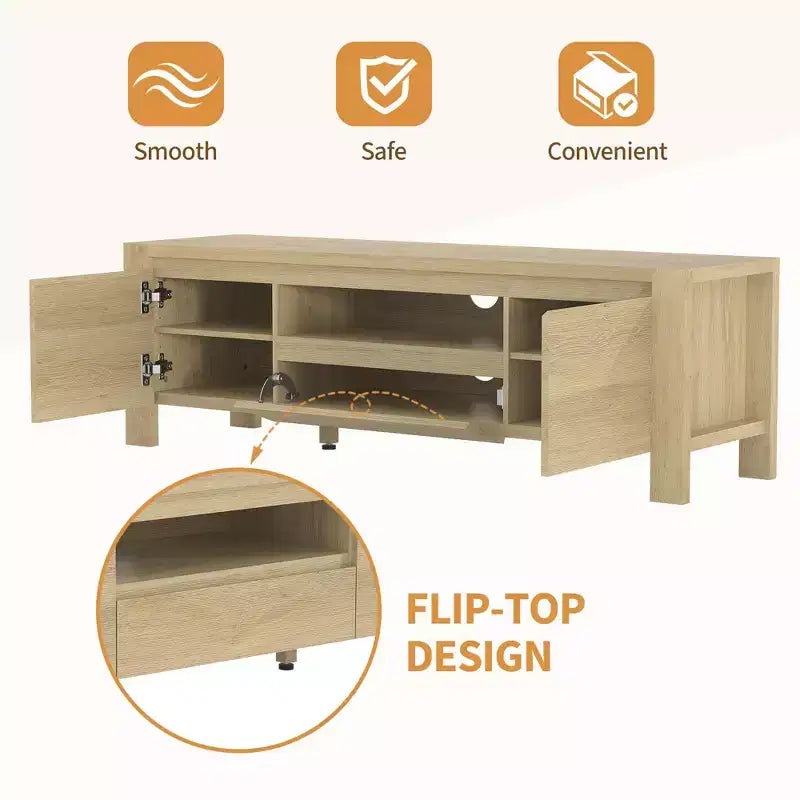 63 TV Stand with Doors and Cabinet, Farmhouse Entertainment Center, Entertainment Stand for TVs Up to 70, TV Console for Living Room, Bedroom