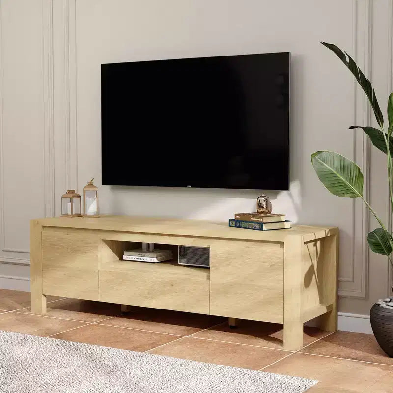 63 TV Stand with Doors and Cabinet, Farmhouse Entertainment Center, Entertainment Stand for TVs Up to 70, TV Console for Living Room, Bedroom