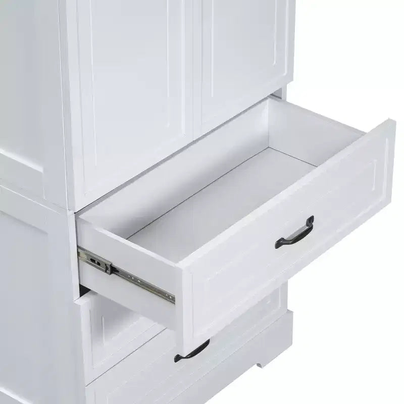 GDFStudio Clara Modern Wood Tall Bathroom Storage Cabinet with Double Doors, Adjustable Shelf and 2 Drawers