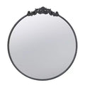 30 x 32 Inch Round Wall Mirror with Baroque Inspired Frame