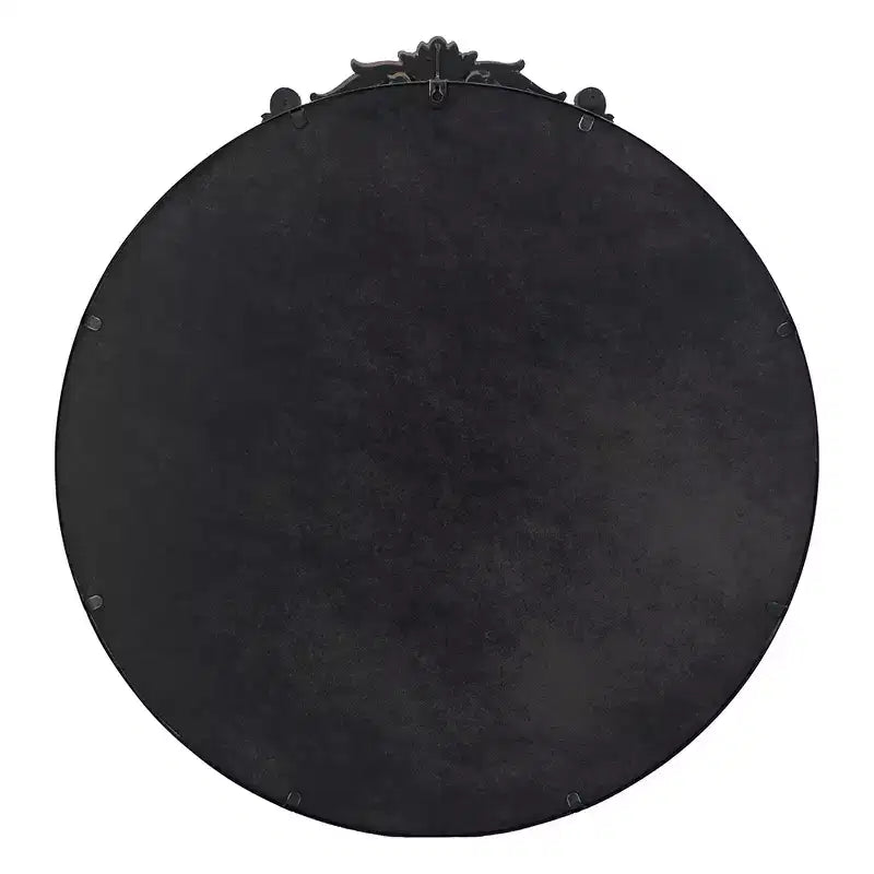 30 x 32 Inch Round Wall Mirror with Baroque Inspired Frame