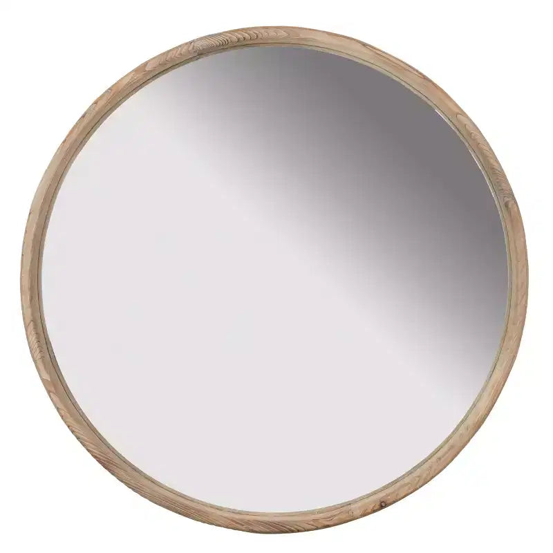 28 Inch Round Wood Wall Mirror