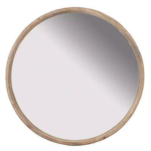 28 Inch Round Wood Wall Mirror