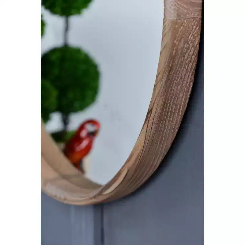 28 Inch Round Wood Wall Mirror
