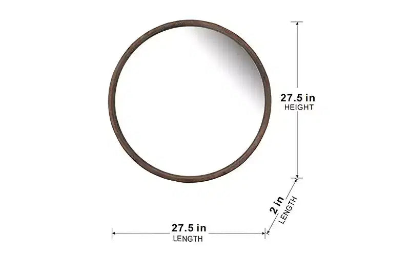 28 Inch Round Wood Wall Mirror