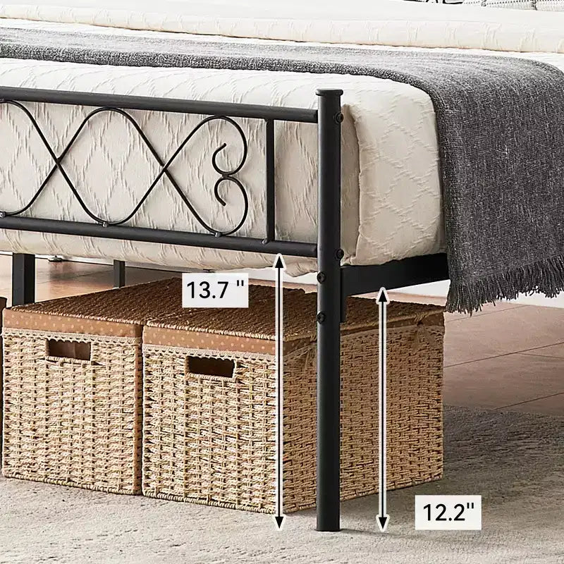 Metal Twin Size Bed Frame, Platform Bed Frame, Mattress Foundation with Headboard & Footboard, NO Box Spring Needed, Easy Assembly, Pink