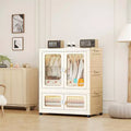 COZONY 2-Tier Storage Wardrobe w/ Transparent Doors & Rolling Bins for Home Organization