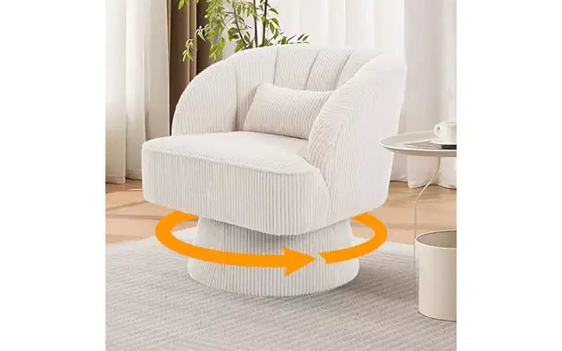 GustoWave Swivel Barrel Chair, 360 Velvet Accent Chair with Thick Padding, Mid-Century Modern Lounge for Living Room, Bedroom, Gray
