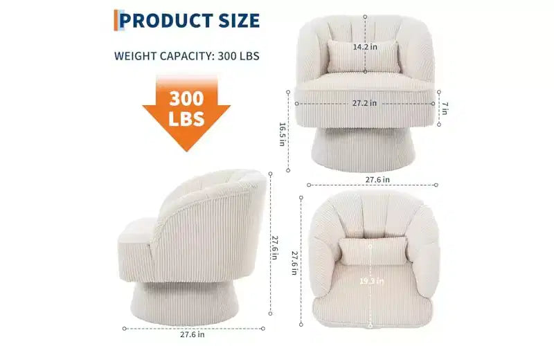 Fauteuil pivotant, fauteuil d'appoint en velours à 360° avec rembourrage épais, salon moderne du milieu du siècle pour le salon, la chambre, gris