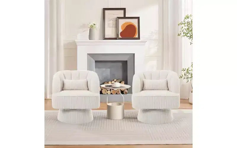 Fauteuil pivotant, fauteuil d'appoint en velours à 360° avec rembourrage épais, salon moderne du milieu du siècle pour le salon, la chambre, gris
