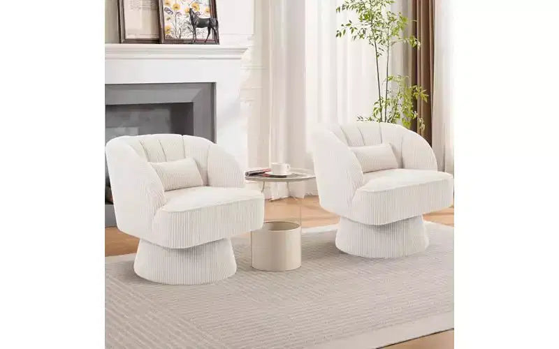 Fauteuil pivotant, fauteuil d'appoint en velours à 360° avec rembourrage épais, salon moderne du milieu du siècle pour le salon, la chambre, gris