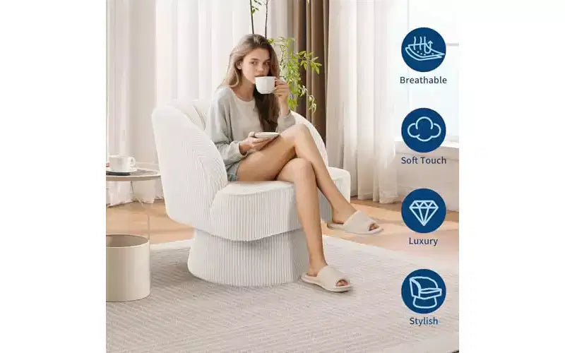 Fauteuil pivotant, fauteuil d'appoint en velours à 360° avec rembourrage épais, salon moderne du milieu du siècle pour le salon, la chambre, gris