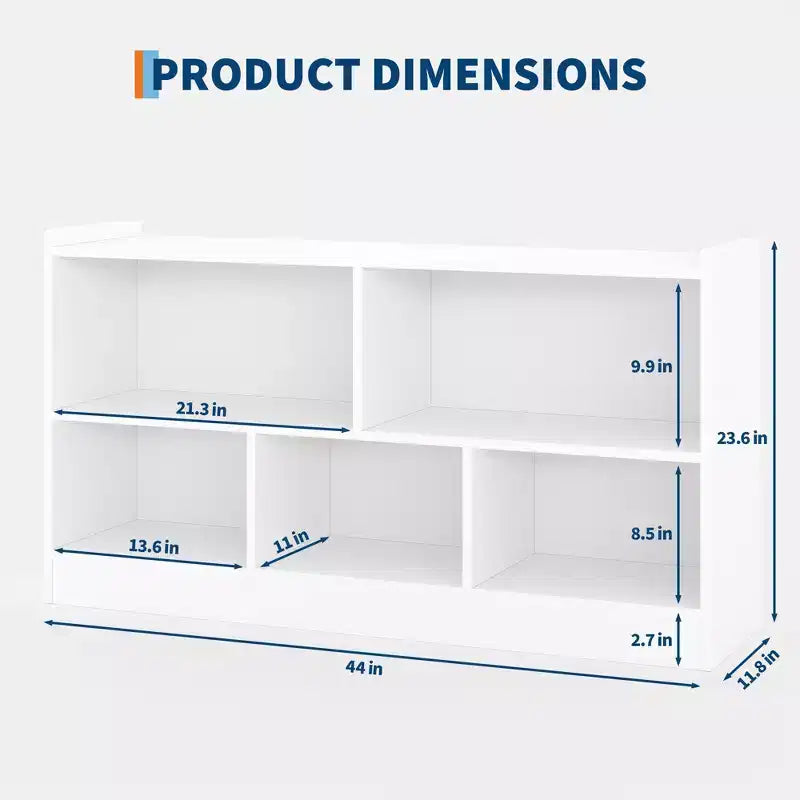 Étagère en bois à 5 sections et 2 niveaux pour enfants, bibliothèque de rangement ouverte pour jouets, pour salle de jeux, chambre de bébé, salle de classe et jardin d'enfants