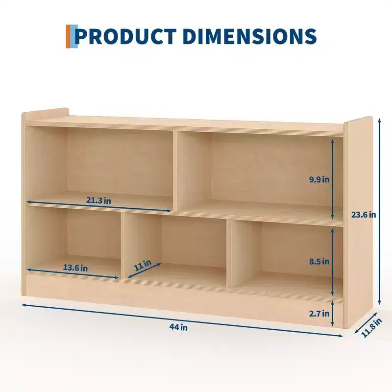 Étagère en bois à 5 sections et 2 niveaux pour enfants, bibliothèque de rangement ouverte pour jouets, pour salle de jeux, chambre de bébé, salle de classe et jardin d'enfants