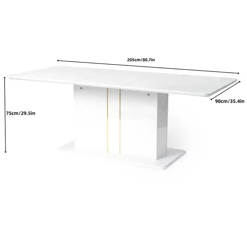 FurnitureR 7 Piece Dining Table Set for 6, Modern MDF Dining Table with 6 Suede Upholstered Chairs, Metal Legs Kitchen Dining Room Table Set for Home