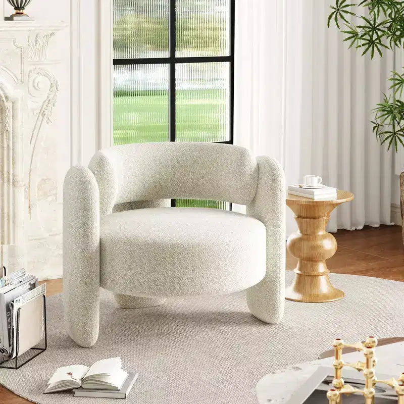 Oversized Modern Chenille Barrel Accent Chair,Mid-Century Lounge Armchair with Open Back,Soft&Cozy Upholstered Comfort for Living Room,Bedroom,Office
