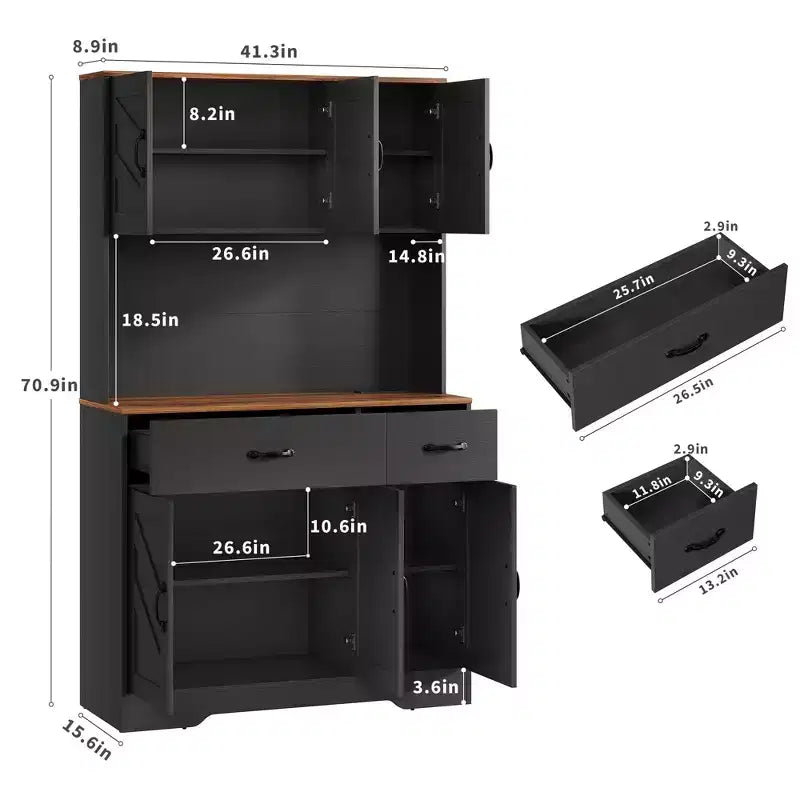 Meuble de rangement de ferme 71 avec station de recharge, 4 portes, 2 tiroirs