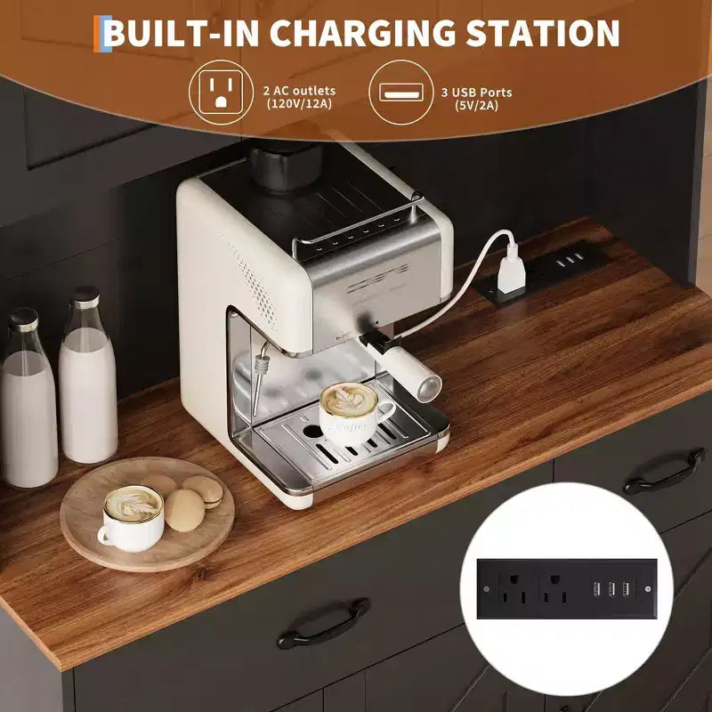 Meuble de rangement de ferme 71 avec station de recharge, 4 portes, 2 tiroirs