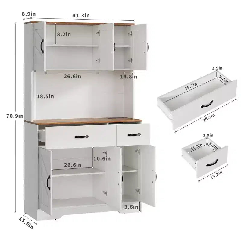 Meuble de rangement de ferme 71 avec station de recharge, 4 portes, 2 tiroirs
