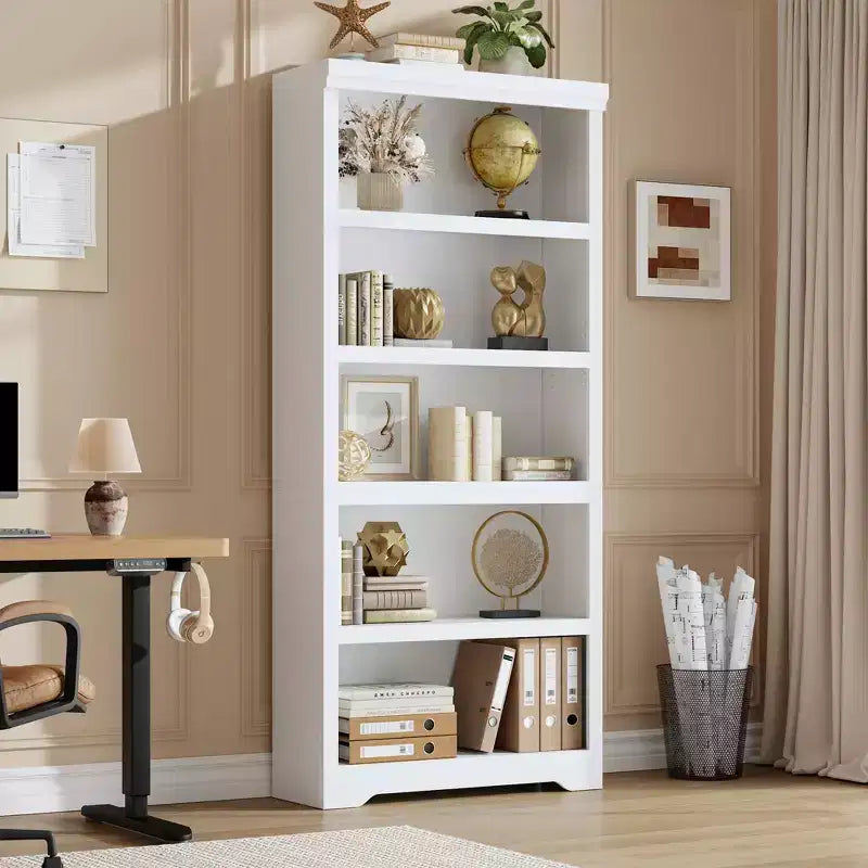 Étagère de style rustique à 5 niveaux, bibliothèque haute de 175 cm avec étagères réglables et conception antidérapante, étagère de rangement ouverte pour bureau à domicile, salon