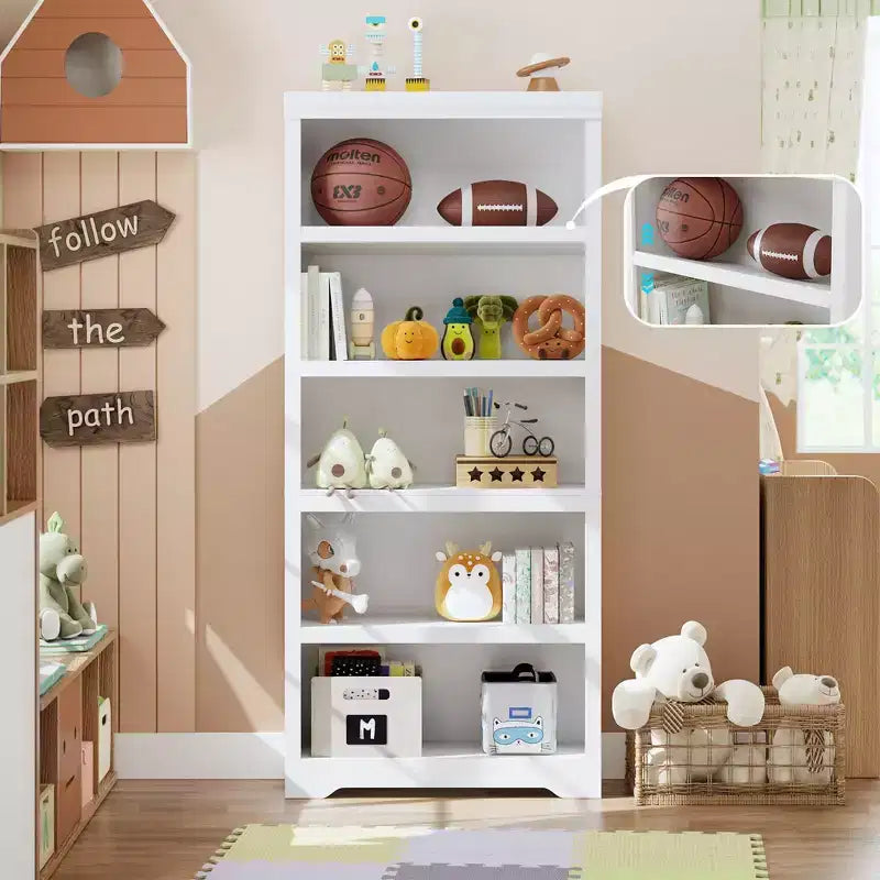 Étagère de style rustique à 5 niveaux, bibliothèque haute de 175 cm avec étagères réglables et conception antidérapante, étagère de rangement ouverte pour bureau à domicile, salon