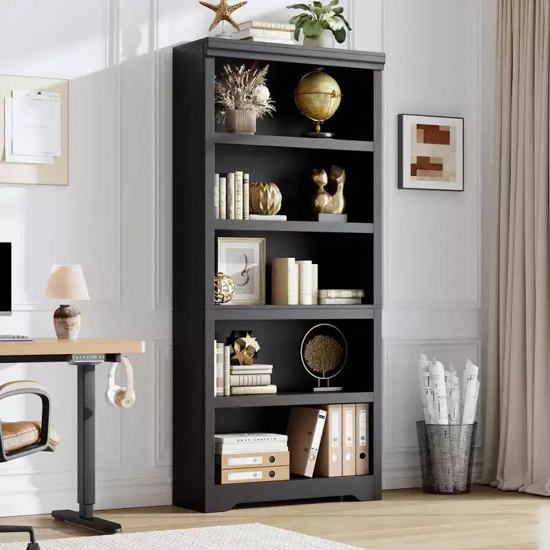 Étagère de style rustique à 5 niveaux, bibliothèque haute de 175 cm avec étagères réglables et conception antidérapante, étagère de rangement ouverte pour bureau à domicile, salon