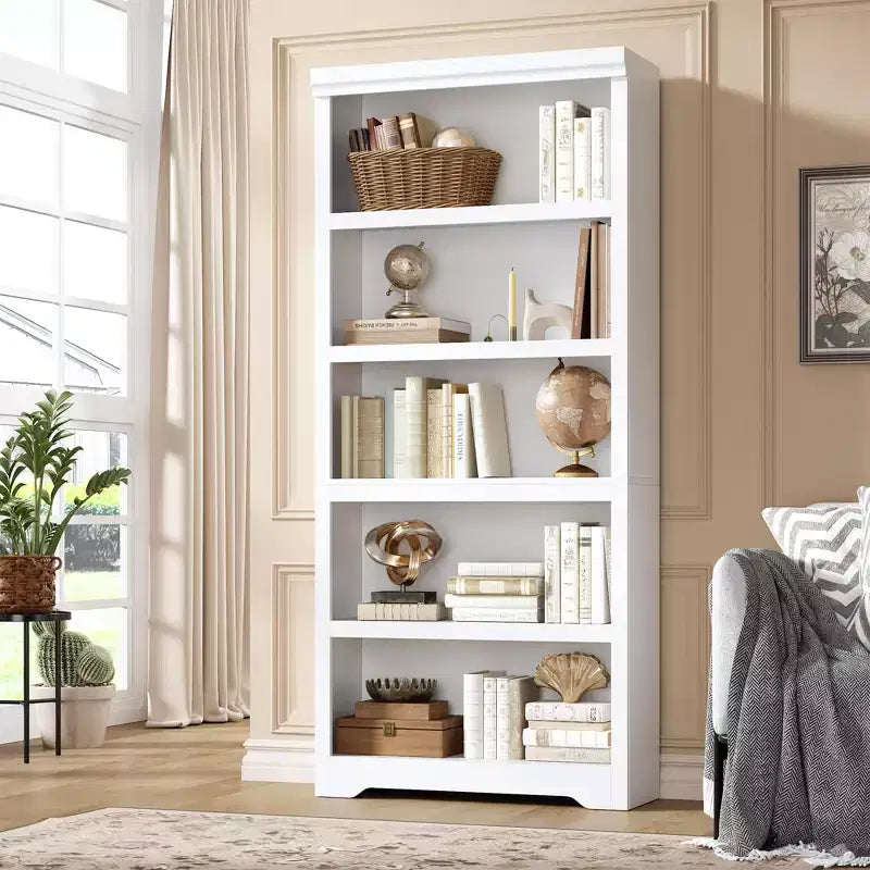 Étagère de style rustique à 5 niveaux, bibliothèque haute de 175 cm avec étagères réglables et conception antidérapante, étagère de rangement ouverte pour bureau à domicile, salon