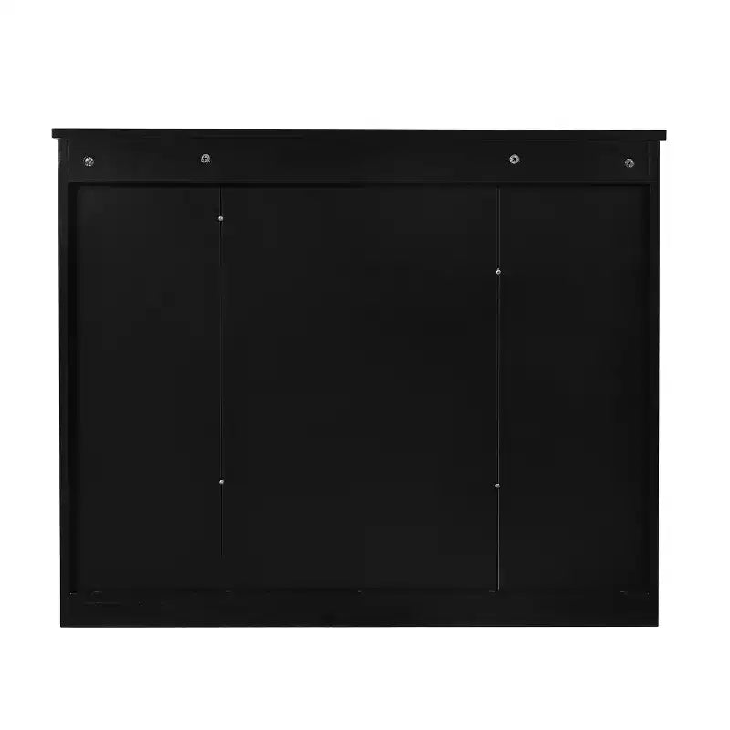 Armoire murale de salle de bain, armoire murale de salle de bain moderne avec miroir, armoire de toilette avec 6 étagères ouvertes, noir
