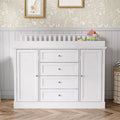 Famapy White Changing Table Dresser  Spacious Nursery Organizer with Drawers & Cabinets for Diapers, Clothes & Toys